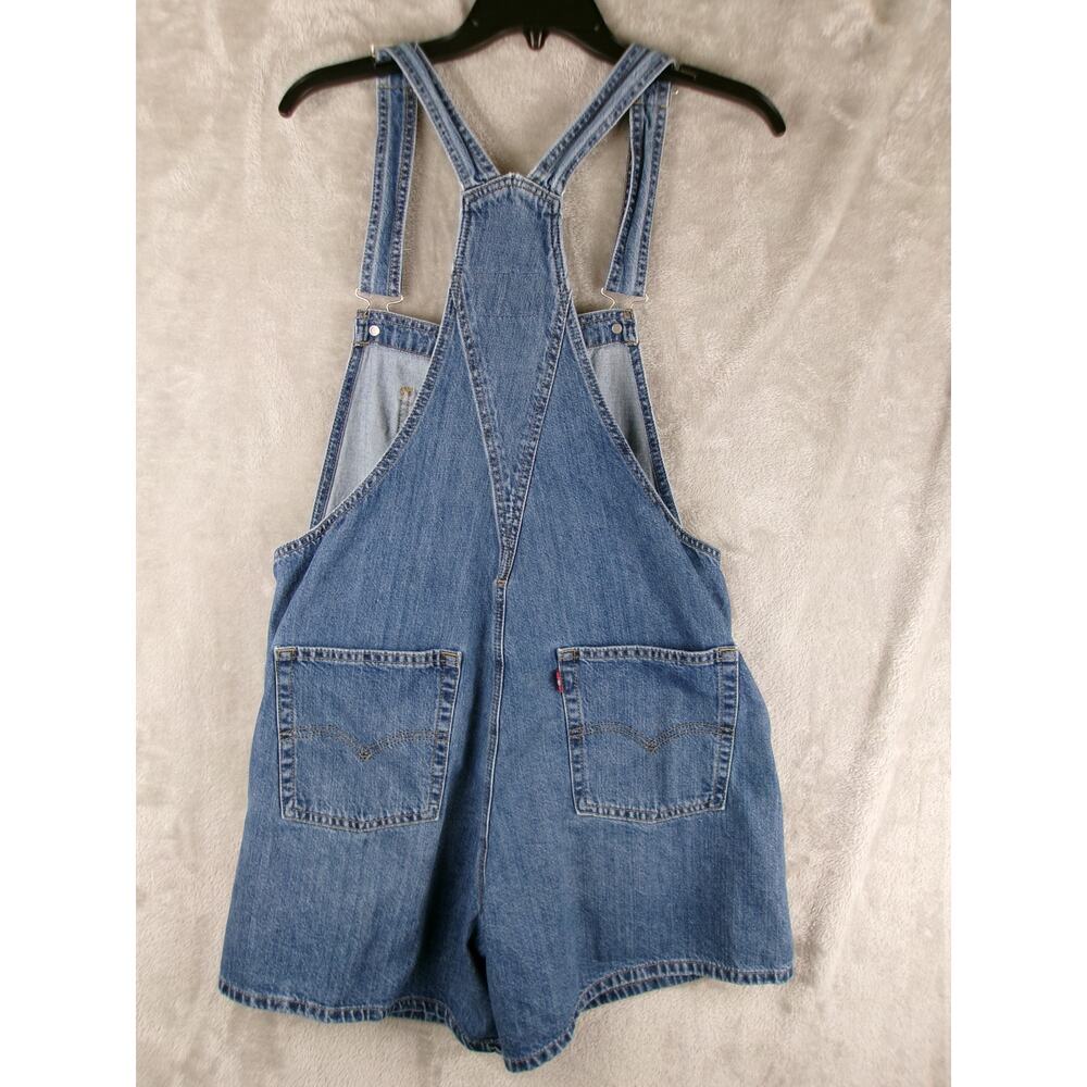 Levi’s Denim Shortalls Womens Medium Blue Bib Overall Shorts M - Picture 5 of 8